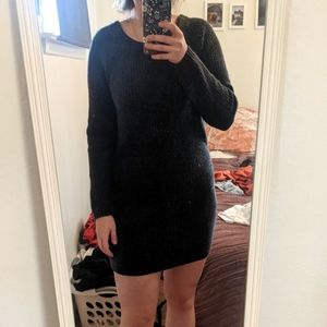 Aerie Charcoal Backless Sweater Dress